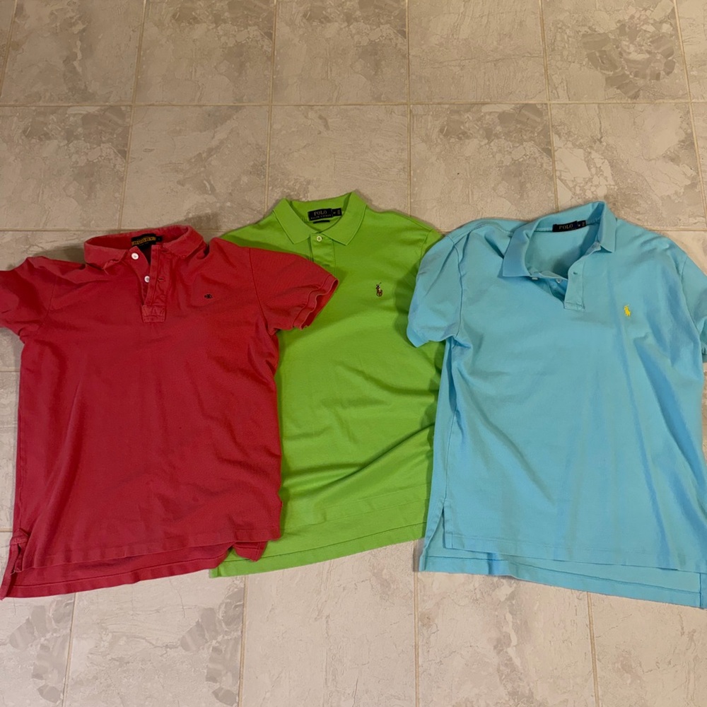 Ralph Lauren Kids Polo Trio in Red, Lime Green & Light Blue
